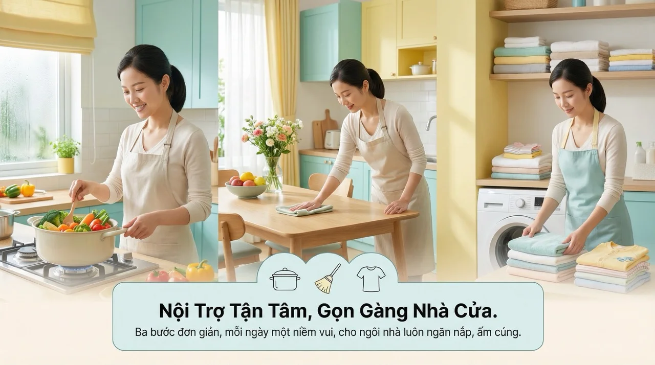 Dọn dẹp, nấu ăn, giặt giũ